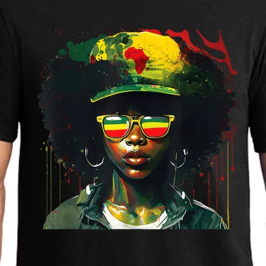 Black Afro Queen Melanin Dripping African Womens Juneteenth Pajama Set