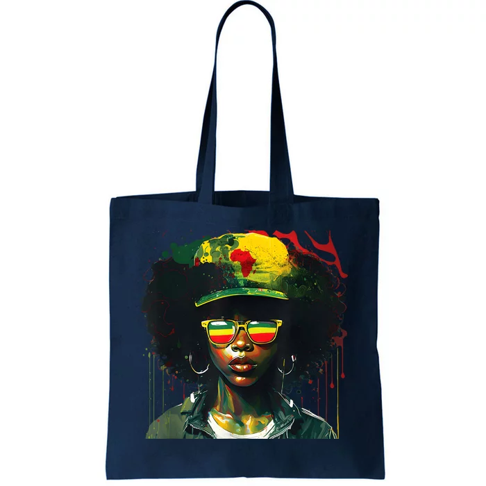 Black Afro Queen Melanin Dripping African Womens Juneteenth Tote Bag