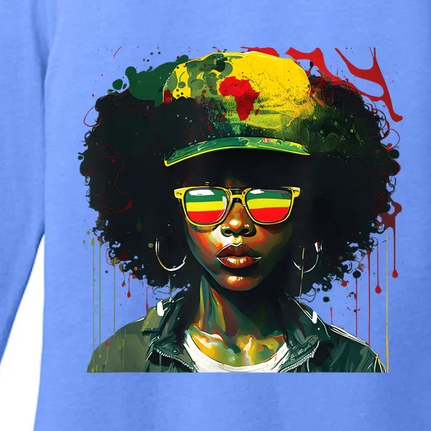 Black Afro Queen Melanin Dripping African Womens Juneteenth Womens CVC Long Sleeve Shirt