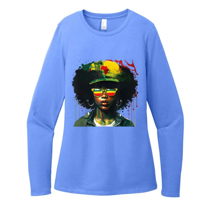 Black Afro Queen Melanin Dripping African Womens Juneteenth Womens CVC Long Sleeve Shirt