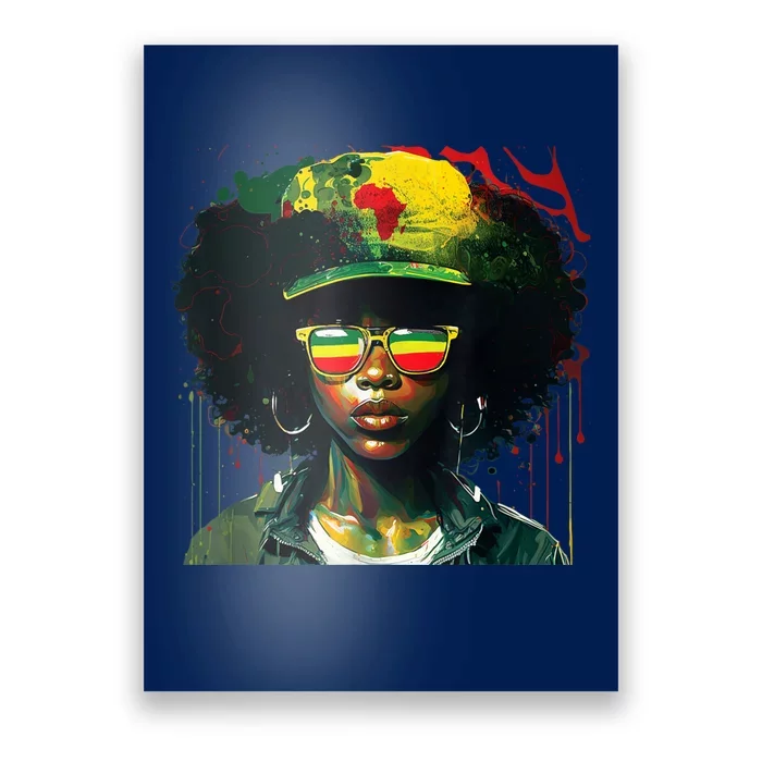 Black Afro Queen Melanin Dripping African Womens Juneteenth Poster