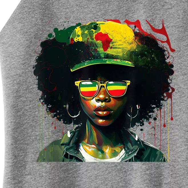 Black Afro Queen Melanin Dripping African Womens Juneteenth Women’s Perfect Tri Rocker Tank