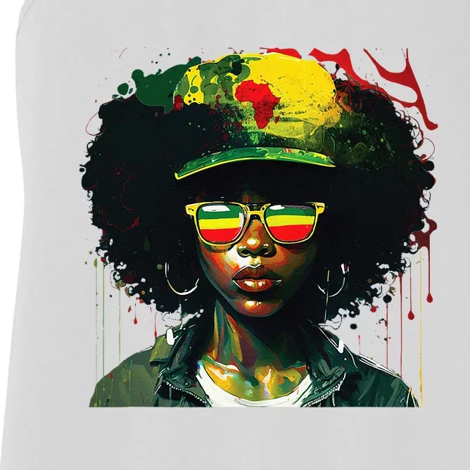 Black Afro Queen Melanin Dripping African Womens Juneteenth Women's Racerback Tank