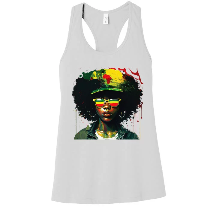 Black Afro Queen Melanin Dripping African Womens Juneteenth Women's Racerback Tank