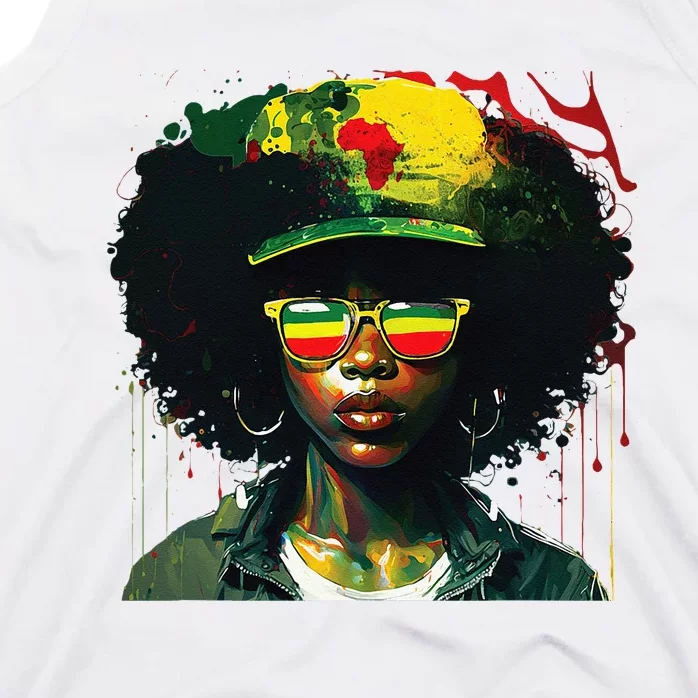 Black Afro Queen Melanin Dripping African Womens Juneteenth Tank Top