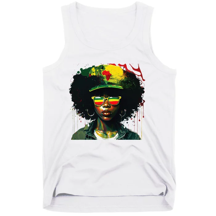 Black Afro Queen Melanin Dripping African Womens Juneteenth Tank Top