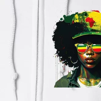 Black Afro Queen Melanin Dripping African Womens Juneteenth Full Zip Hoodie