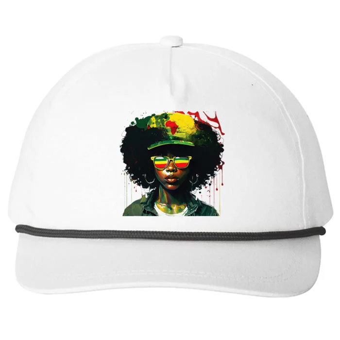 Black Afro Queen Melanin Dripping African Womens Juneteenth Snapback Five-Panel Rope Hat