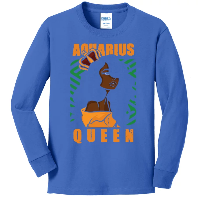 Bday Aquarius Queen Gift Kids Long Sleeve Shirt