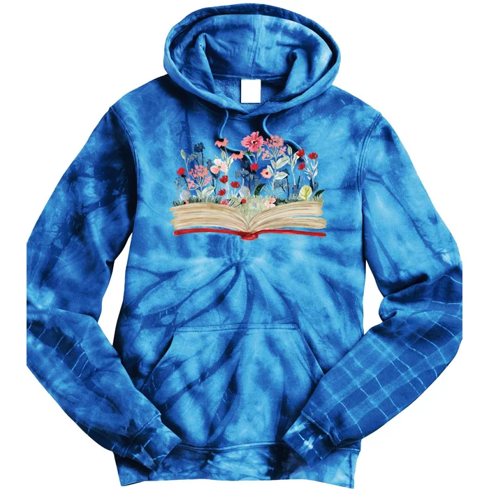 Bookworm Avid Reader Flowers Literature Meaningful Gift Book Reading Cool Gift Tie Dye Hoodie