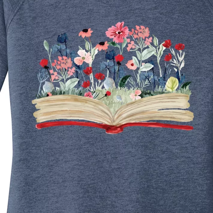 Bookworm Avid Reader Flowers Literature Meaningful Gift Book Reading Cool Gift Women's Perfect Tri Tunic Long Sleeve Shirt