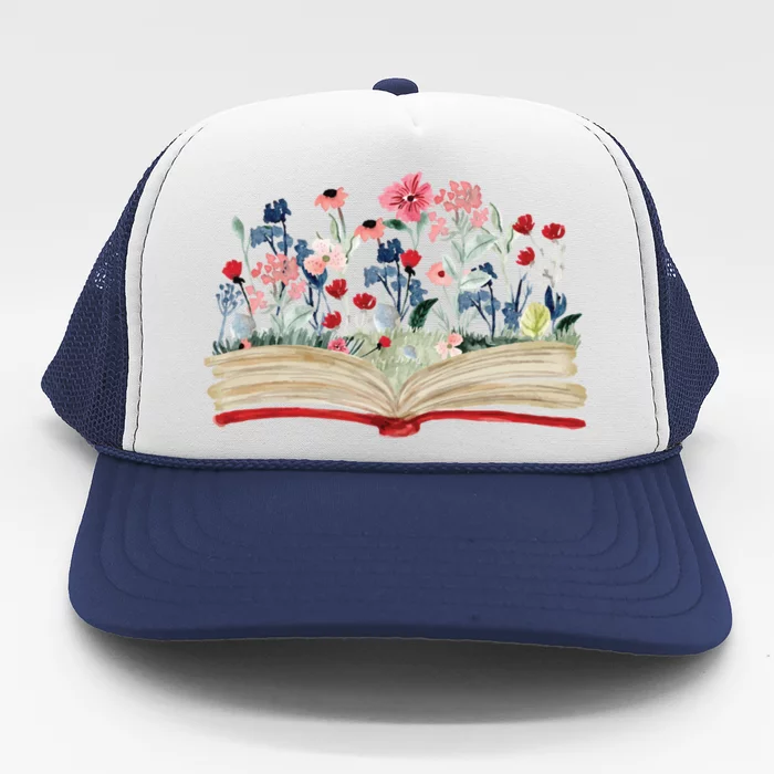 Bookworm Avid Reader Flowers Literature Meaningful Gift Book Reading Cool Gift Trucker Hat