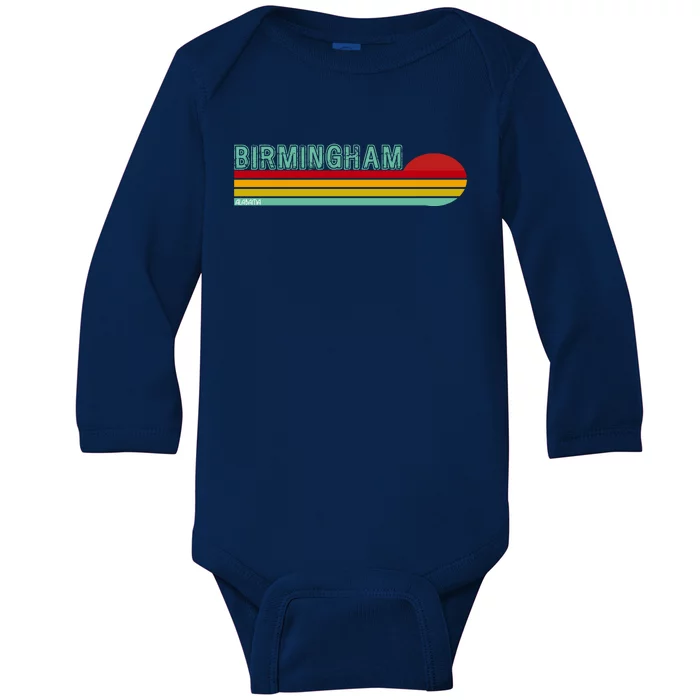 Birmingham Alabama Retro Sunset Baby Long Sleeve Bodysuit