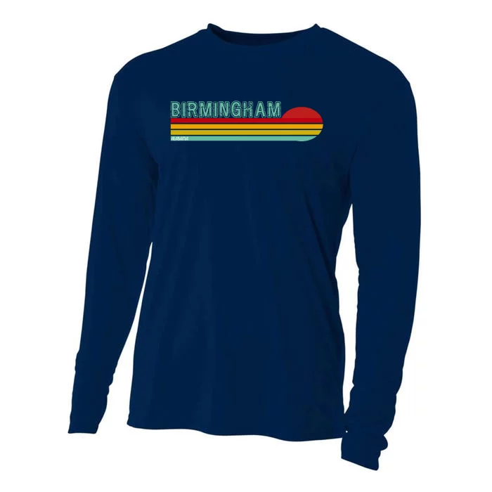 Birmingham Alabama Retro Sunset Cooling Performance Long Sleeve Crew