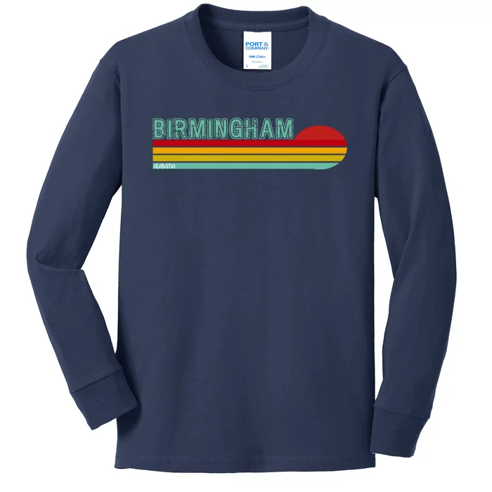 Birmingham Alabama Retro Sunset Kids Long Sleeve Shirt