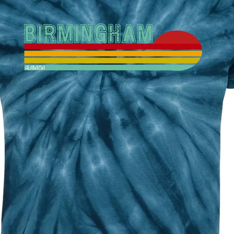 Birmingham Alabama Retro Sunset Kids Tie-Dye T-Shirt