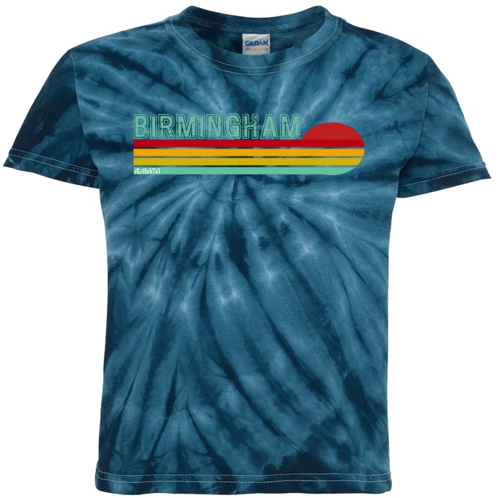 Birmingham Alabama Retro Sunset Kids Tie-Dye T-Shirt