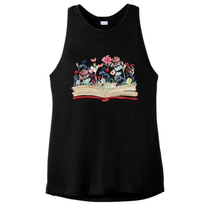 Bookworm Avid Reader Flowers Literature Funny Gift Book Reading Gift Ladies Tri-Blend Wicking Tank