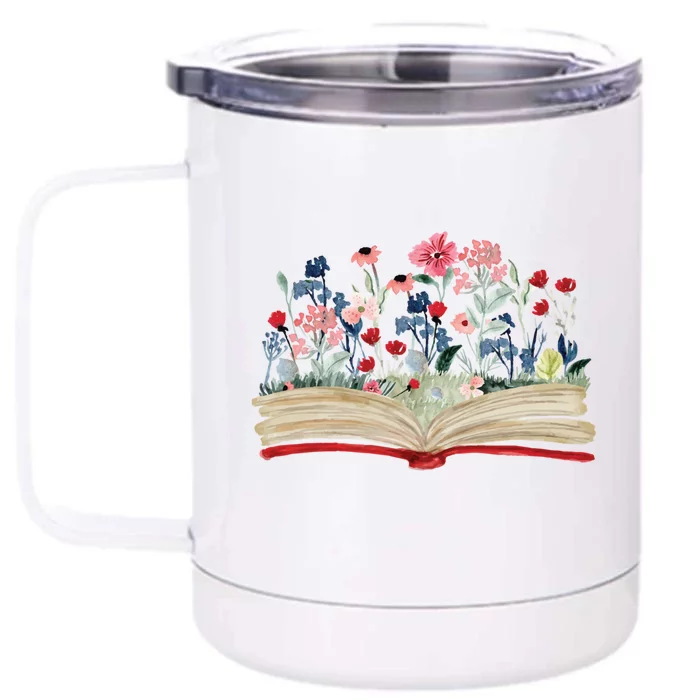 Bookworm Avid Reader Flowers Literature Funny Gift Book Reading Gift Front & Back 12oz Stainless Steel Tumbler Cup