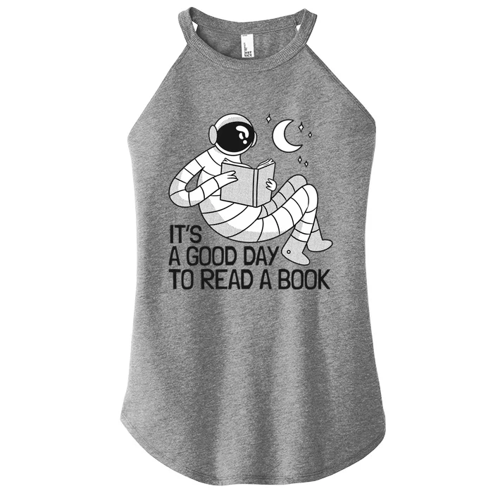 BookLover Astronaut Reading Book Bookworm Gift Women’s Perfect Tri Rocker Tank