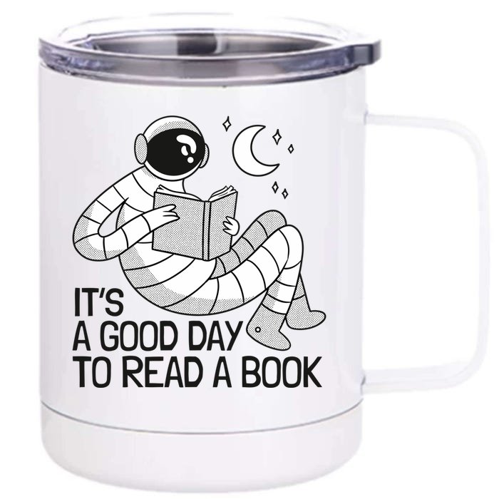 BookLover Astronaut Reading Book Bookworm Gift Front & Back 12oz Stainless Steel Tumbler Cup