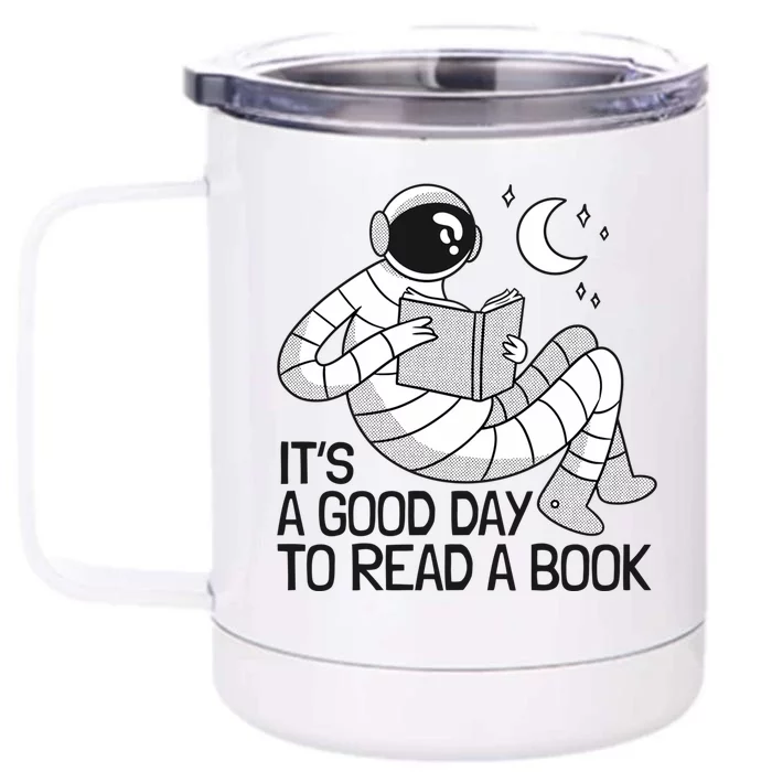 BookLover Astronaut Reading Book Bookworm Gift Front & Back 12oz Stainless Steel Tumbler Cup