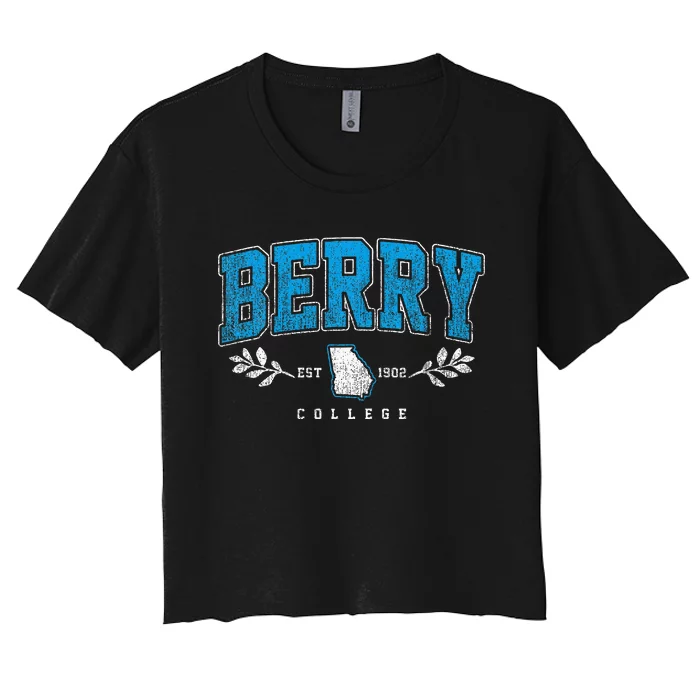 Berry Arch Retro College Athletic Sports Women's Crop Top Tee