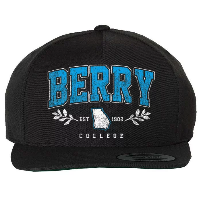 Berry Arch Retro College Athletic Sports Wool Snapback Cap