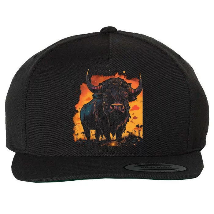 Buffalo Animal Retro Style Graphic Tees for Boy Wool Snapback Cap