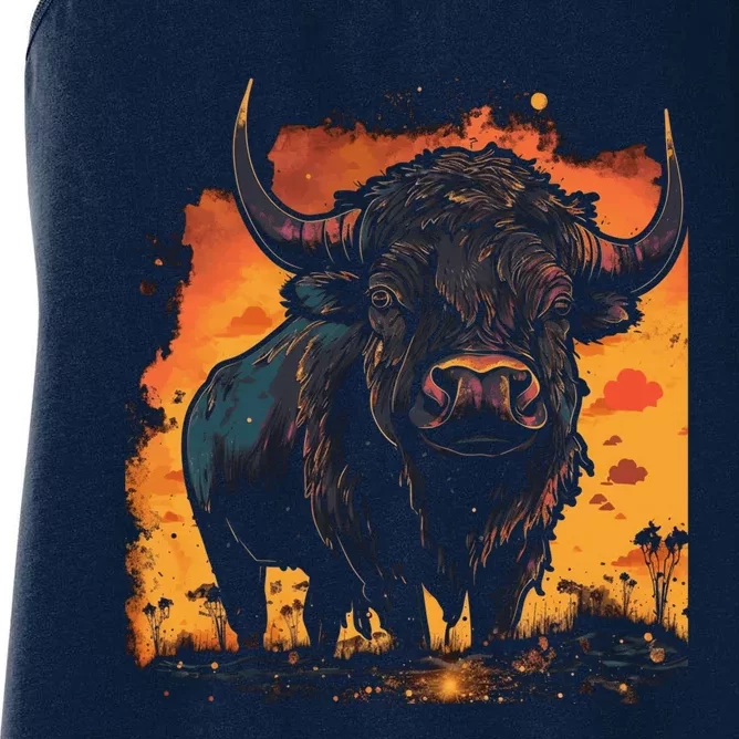 Buffalo Animal Retro Style Graphic Tees for Boy Women's Racerback Tank