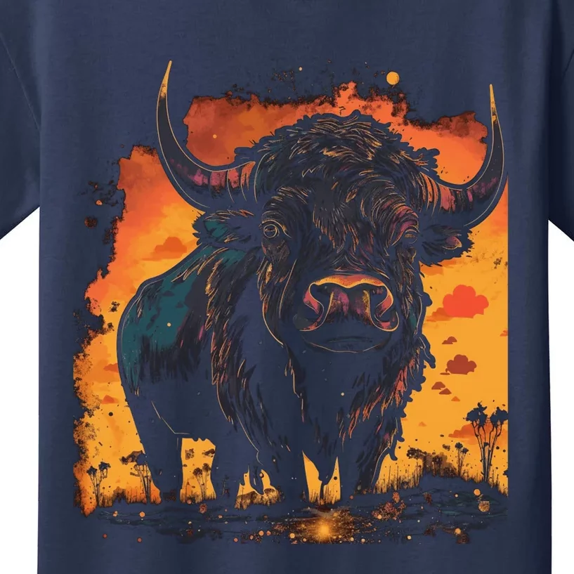 Buffalo Animal Retro Style Graphic Tees for Boy Kids T-Shirt