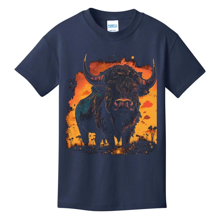 Buffalo Animal Retro Style Graphic Tees for Boy Kids T-Shirt