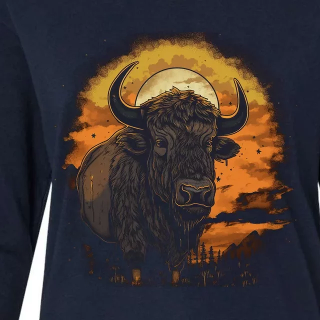 Bison Animal Retro Style Graphic Tee for Boy Girl Womens Cotton Relaxed Long Sleeve T-Shirt