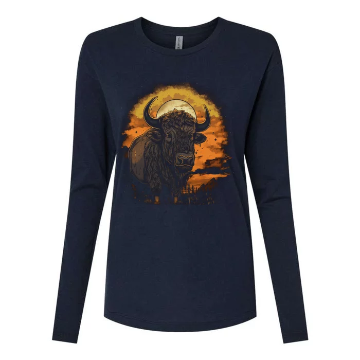 Bison Animal Retro Style Graphic Tee for Boy Girl Womens Cotton Relaxed Long Sleeve T-Shirt