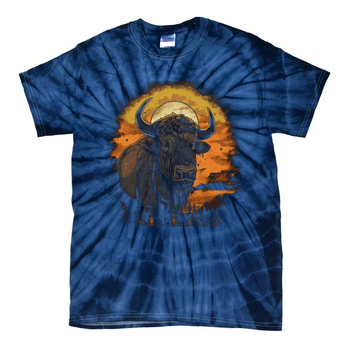 Bison Animal Retro Style Graphic Tee for Boy Girl Tie-Dye T-Shirt