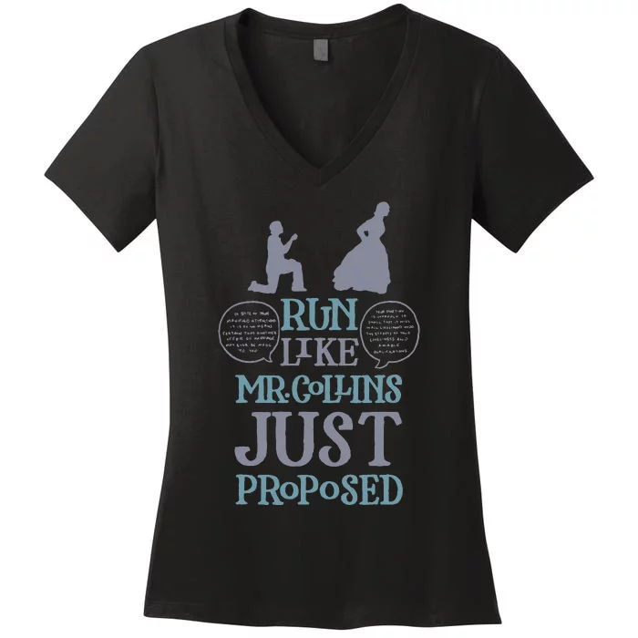 Books and Running Run Like Mr. Collins Just Proposed Women's V-Neck T-Shirt