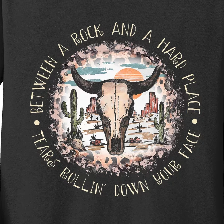 Between A Rock And A Hard Place Tears Rollin Down Sunshine Kids Long Sleeve Shirt