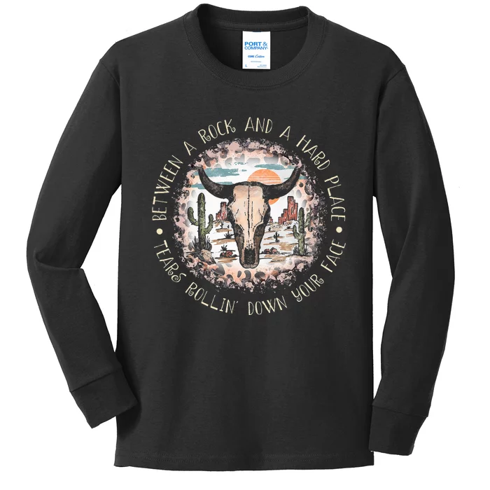 Between A Rock And A Hard Place Tears Rollin Down Sunshine Kids Long Sleeve Shirt