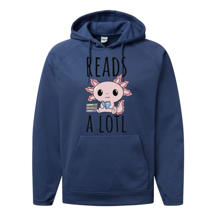 Bookman Axolotl Reads ALotl Funny ReadAxolotl Performance Fleece Hoodie