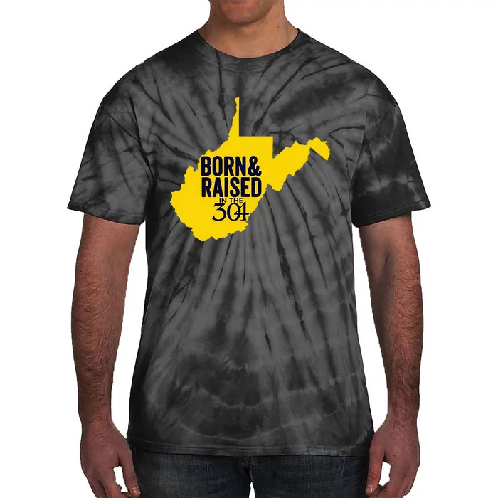 Born And Raised In The 304 West Virginia State Map Tie-Dye T-Shirt