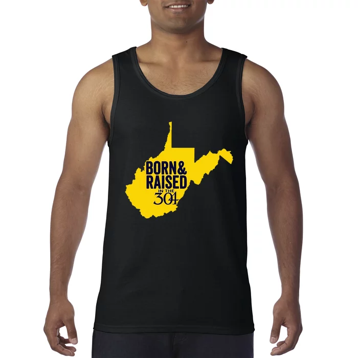 Born And Raised In The 304 West Virginia State Map Tank Top