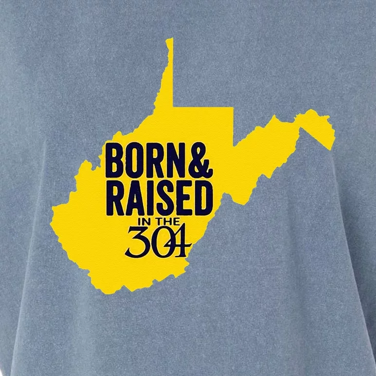 Born And Raised In The 304 West Virginia State Map Garment-Dyed Women's Muscle Tee