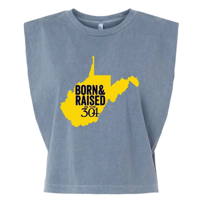 Born And Raised In The 304 West Virginia State Map Garment-Dyed Women's Muscle Tee