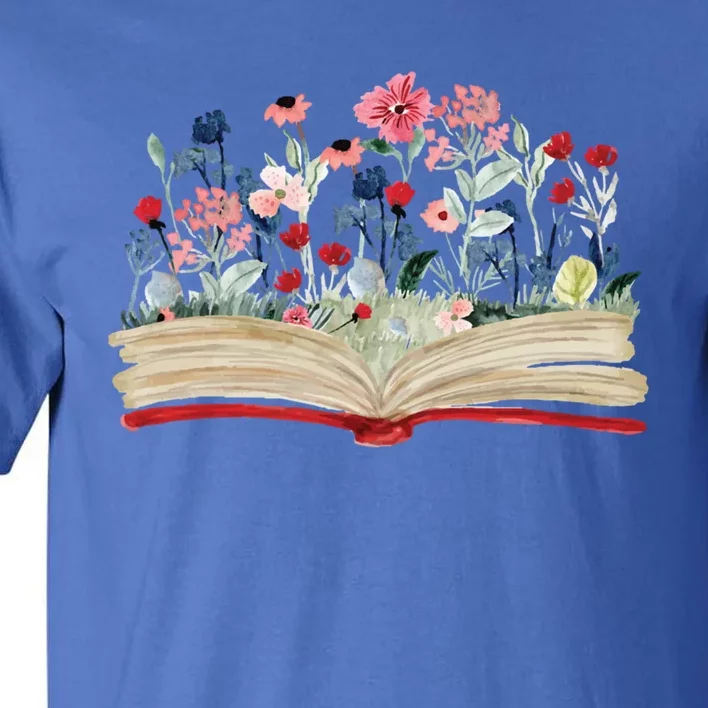 Bookworm Avid Reader Flowers Literature Meaningful Gift Book Reading Gift Tall T-Shirt