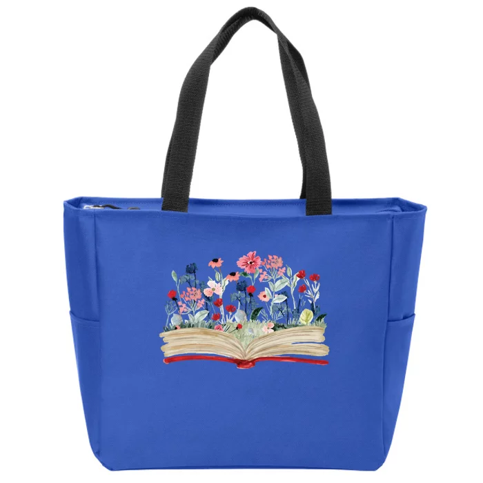 Bookworm Avid Reader Flowers Literature Meaningful Gift Book Reading Gift Zip Tote Bag