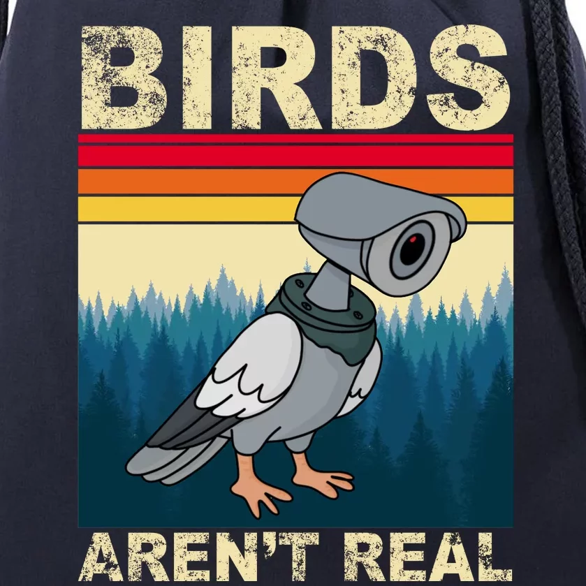 Birds Aren't Real Camera Sunset Drawstring Bag