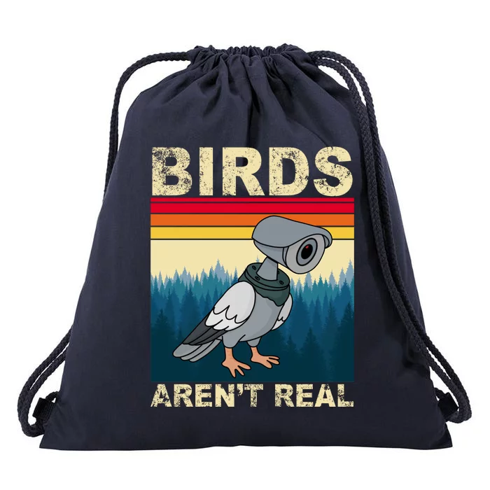 Birds Aren't Real Camera Sunset Drawstring Bag