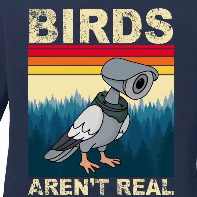 Birds Aren't Real Camera Sunset Ladies Long Sleeve Shirt