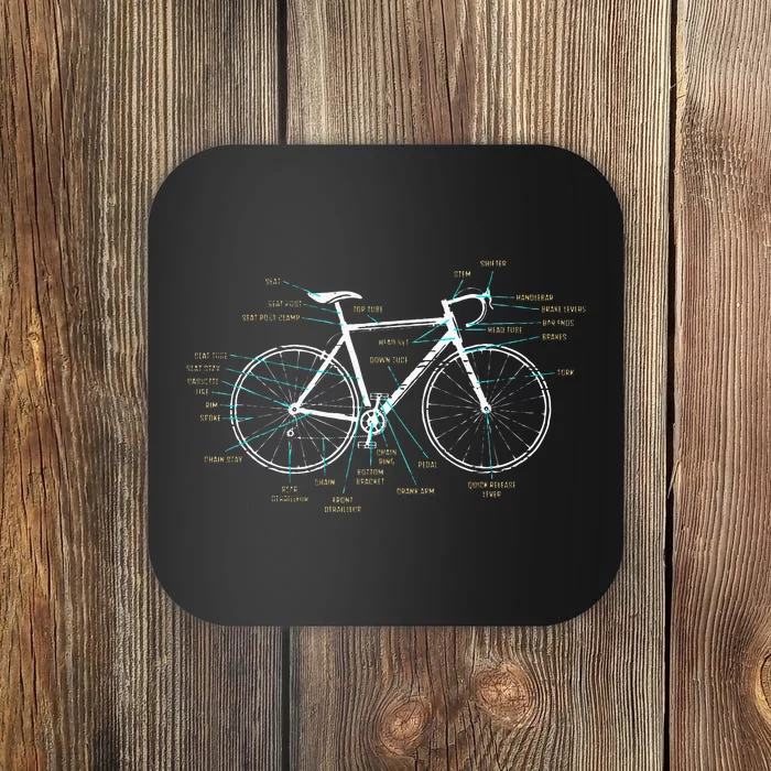 Bicycle Anatomy Road Bike Cycling Coaster