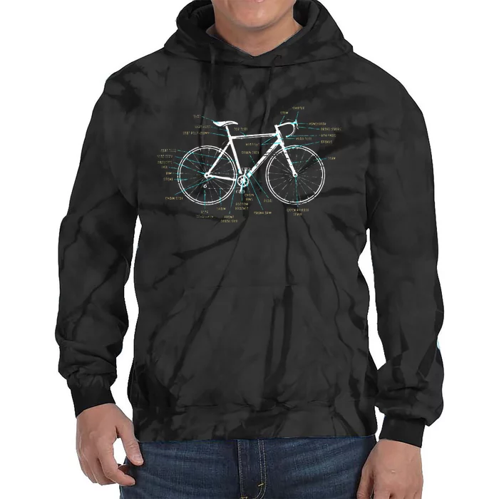 Bicycle Anatomy Road Bike Cycling Tie Dye Hoodie